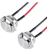 DMWD 2pcs 19mm Micro Metal Waterproof IP66 Anti-Vandal Momentary Push Button Switch Silver Shell ...