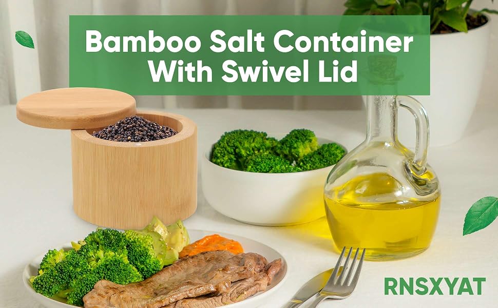 Bamboo Salt Container with Lid