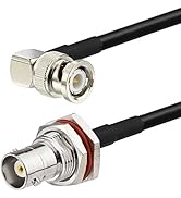 Eightwood BNC Bulkhead Female to BNC Male Right Angle Adapter RG58 Cable 50cm /1.6 feet