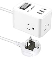 UK Ireland Scotland Travel Plug Adapter, US to UK Plug Adapter with 3 Outlets 3 USB Ports (1 USB ...