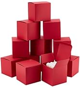 PH PandaHall 30pcs Red Kraft Paper Boxes, 3.5x3.5x3.5'' Gift Packaging Boxes with Lid Jewelry Gif...