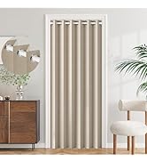 HMYI 100% Blackout Magnetic Folding Door Curtain for Doorway Pleated Curtains Room Divider Drapes...
