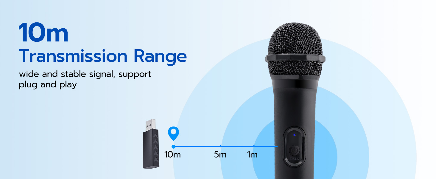 10-meter transmission range, wide and stable signal, support plug and play