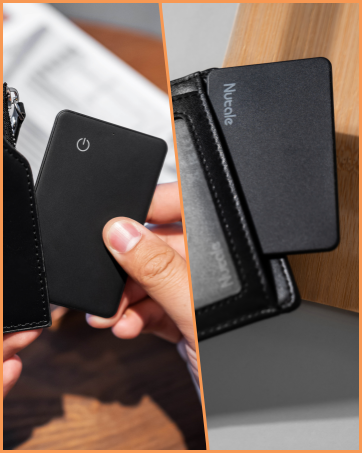 a person holding a wallet with a phone in it