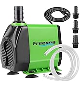 FREESEA Fountain Submersible Water Pump: 800GPH 45W Adjustable Small Pond Pump with 5ft Tubing Ho...