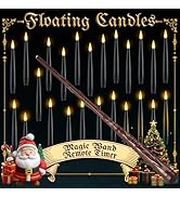 NURADA Floating Candles for Christmas Decorations - LED Hanging Flameless Taper Candles with Magi...