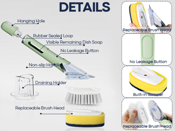 dish scrub brush with soap dispenser