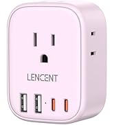 LENCENT Multi Plug Outlet Extender with USB, 4 AC Electrical Outlet Expander with 4 USB Charger C...