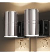 L LOHAS LED Night Light, Night Lights Plug into Wall, Smooth Silver Glossy Plating Metal-Shade Ni...