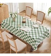 Ohocut Checkered Tablecloth with Tassel Sage Green Checkerboard Table Cloth Rectangle Table Cover...
