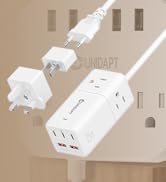 European Plug Adapter, Unidapt US to UK Europe Power Strip for EU/UK/US with USB C and 4 USB Port...