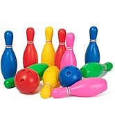 Liberry Kids Bowling Set, 10 Plastic Toy Bowling Pins &amp; 2 Balls, Toddler Indoor Outdoor Sports Ga...