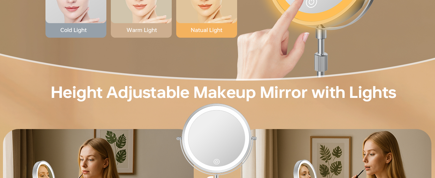 Height Adjustable Vanity Mirror