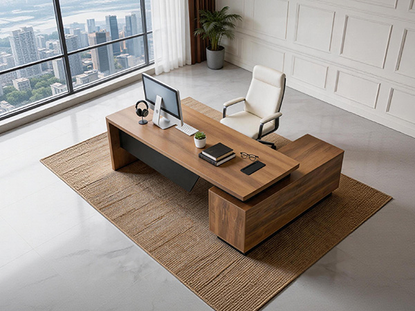 L Shaped Executive Desk with Drawers