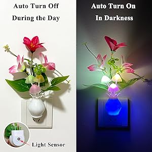 Plug-in Sensor Night Light, Flower Night Light, Mushroom Night Light for Home Decoration