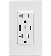 ELEGRP USB C Wall Outlet, 36W PD2.0 Power Delivery USB Outlets Receptacles, 20 Amp Tamper-Resista...