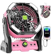 20000mAh Battery Powered Fan Rechargeable Fan,Portable Fan Rechargeable Pink Camping Fan with LED...
