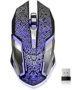 VEGCOO Wireless Gaming Mouse, C8 Wireless Rechargeable Mouse with Colorful LED Lights and 2400/16...
