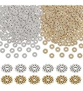 PH PandaHall 400PCS 9mm Flower Spacer Beads, 2 Colors Tibetan Alloy Daisy Metal Spacers Snowflake...