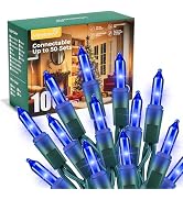 Minetom LED Blue Christmas String Lights, 100 Count 33 Feet LED Christmas Lights Bulb, Christmas ...