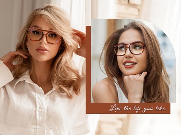 dual-bridge chic womens anti blue light eyewear glasses gaming glasses anti eye strain headache
