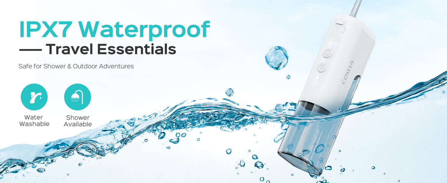COSLUS Mini Water Flosser for Travel: Portable Compact Design, Cordless Oral Irrigator for Braces