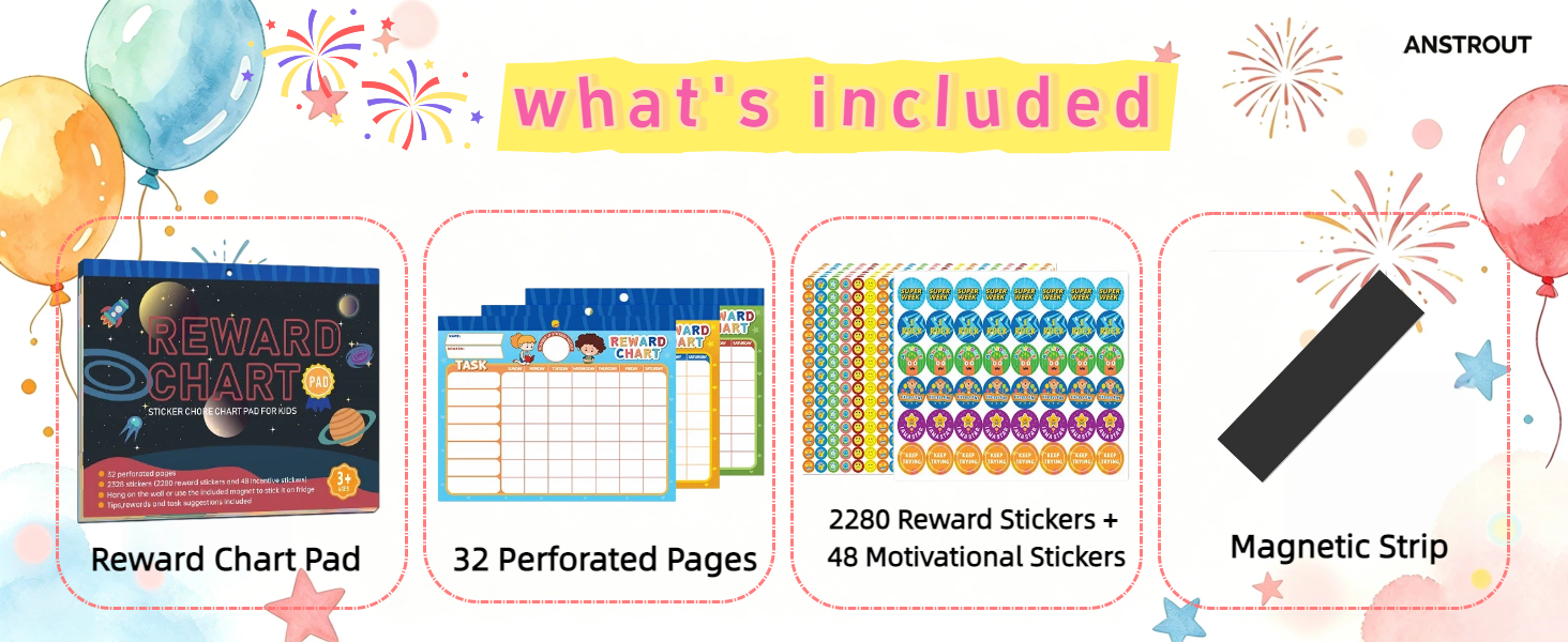 It includes 2,280 reward stickers in 6 styles and 48 large incentive stickers