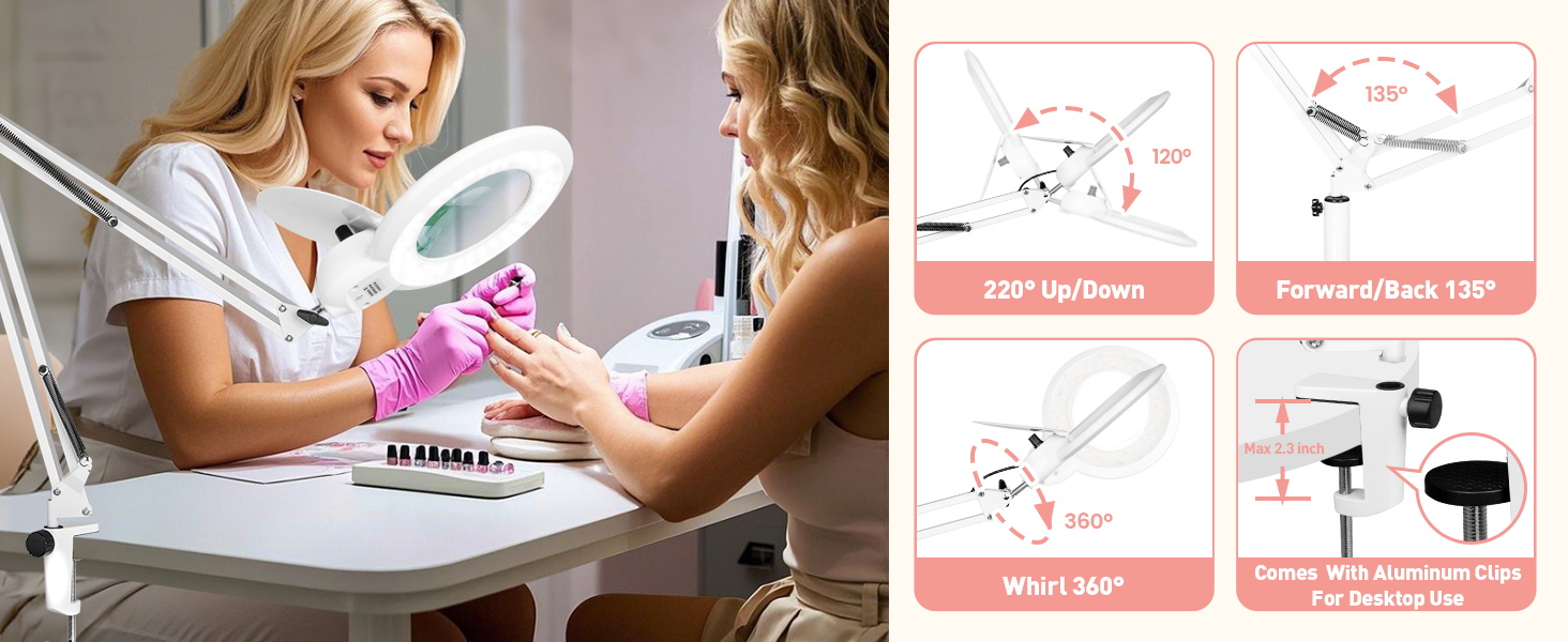 floor lamp with magnifying glass and light