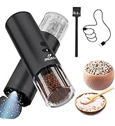[Upgraded Larger Capacity]Electric Salt and Pepper Grinder Set, USB Rechargeable Automatic Salt a...