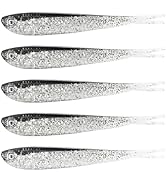 FREE FISHER 50Pcs Fishing Soft Lures Swimbaits Paddle Split Tail Lifelike Soft Bait for Bass Trou...