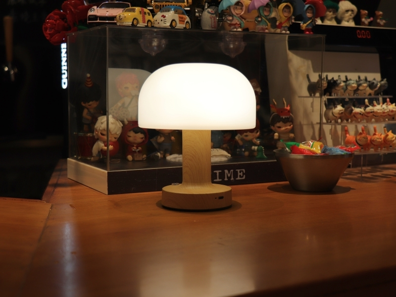 small mushroom LED table lamp rechargeable and cordless