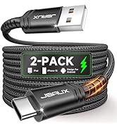 JSAUX USB C Cable [2-Pack 10ft], USB A to USB Cord 3.1A Fast Charging Compatible with iPhone 16/1...