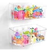 Lysam Bath Toy Storage 2 Packs, Large Bath Toy Holder with 3 Compartment, Quick Dry Bathtub Toy O...