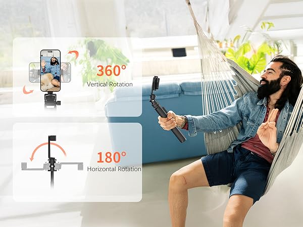 Our iphone tripod selfie stick can meet all your shooting angle needs