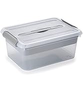 BTSKY Stack &amp; Carry Box, Clear Plastic Storage Container Stackable Home Utility Box with Removabl...