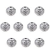 PH PandaHall 8mm Round Spacers Beads, 60pcs Tibetan Alloy Metal Charms Beads Antique Silver Metal...