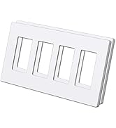 (2 Pack) BESTTEN USWP6 Matte Snow White Series, 4-Gang Screwless Wall Plate, Decorator Outlet Cov...
