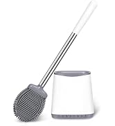Toilet Brush, Silicone Toilet Brush and Holder, Flexible Toilet Bowl Brush Head with Ventilated H...