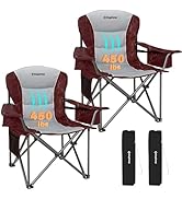 KingCamp Oversized Camping Folding Chair, Heavy Duty 450 LBS with Lumbar Support, Padded seat wit...