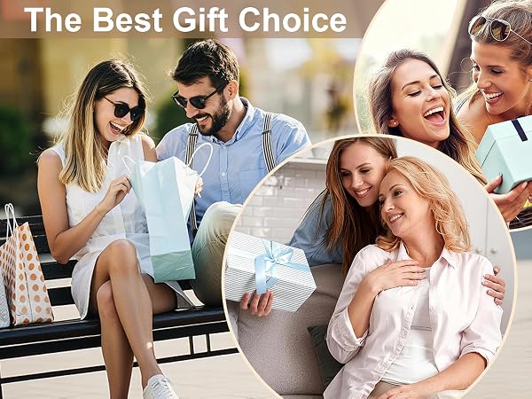 Text reads: 'The Best Gift Choice'. Multiple family members and couples shown together indoors smiling, depicting product as ideal gift option for various relationships and occasions.