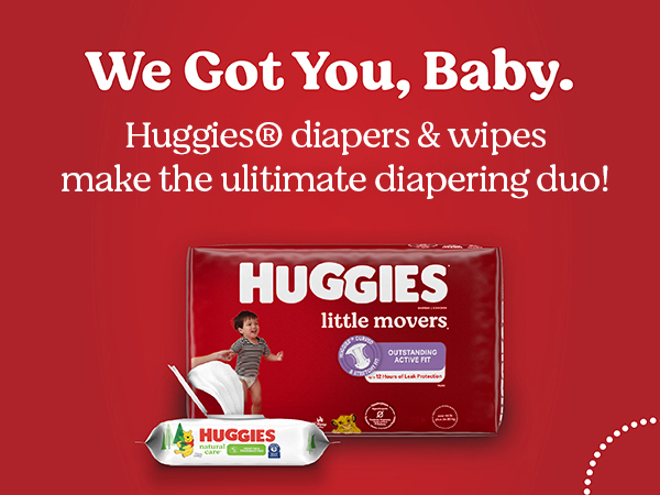 pair huggies little movers diapers with huggies wipes