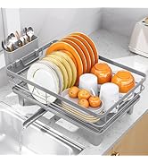 TOOLF Dish Drying Rack, Small Dish Racks for Kitchen Counter, Stainless Steel Sink Organization a...