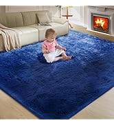 Ultra Soft Rug for Living Room, 5X8 Ft Blue Fluffy Shag Area Rug for Bedroom, Modern Shaggy Carpe...