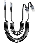USB Type C Charger Cable Fast Charging [3FT+6FT], 2Pack Coiled USB A to USB C Charger Cable for C...