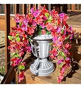 Artificial Hibiscus Fake Hanging Flowers Plants for Outdoors Spring Decoration, 4pcs Faux Silk Ou...