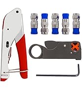 mxuteuk RG59 RG6 Coax Cable Crimper Tool Kit Coaxial Compression Tool Fitting Wire Stripper With ...
