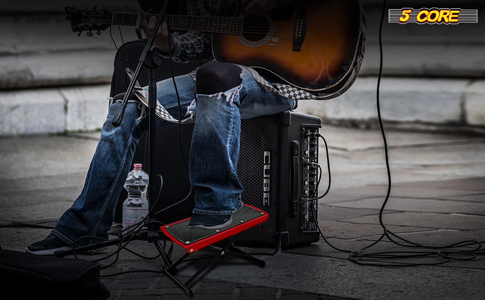 Guitar Footstool Stand Black, Adjustable Guitar Foot Rest, Guitar Foot Stand with 6-Level Height