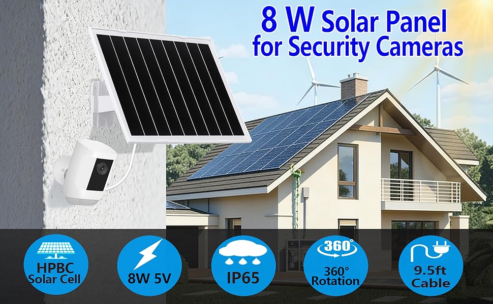 8W Solar Panel for Security Cameras