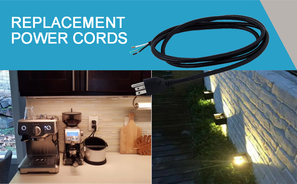 extension power cord open end 18 gauge stripped off wire 3/c power cable 3 prong plug