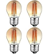 Qualilux G14 Small Dusk to Dawn Edison Light Bulbs, Vintage Amber Glass, 4W=40W, Replace A15, 400...